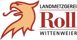 Logo der Landmetzgerei Roll Wittenweier mit stilisiertem Adlerkopf.