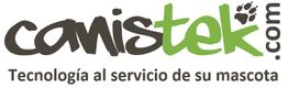 Logo de Canistek: "Tecnología al servicio de su mascota" con huellas de perro.