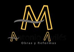 Logo con letra "A" y "M" en amarillo, texto "Antonio Avilés, Obras y Reformas" en negro.