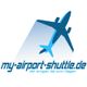 Logo mit Flugzeug und Text "my-airport-shuttle.de" und "Wir bringen Sie zum Fliegen".