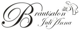 Logo: "Brautsalon Juli Anna", elegant in Schwarz-Weiß mit Braut-Illustration.