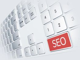 White keyboard with a red "SEO" key in place of the Shift key.