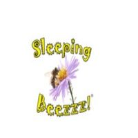 Bee on a purple flower with the words "Sleeping Beezzz!" in yellow text.