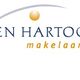 Logo van Den Hartog Makelaardij met een boog en oranje cirkel boven de tekst.