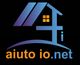 Logo con casa stilizzata, finestra illuminata e testo "aiuto io.net" su sfondo nero.