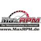 Logo von MaxRPM mit Tacho und Slogan: "Der Motorsportshop im Internet!"