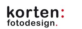 Logo mit Text: "korten: fotodesign" in schwarzer Schrift mit roten Punkten.