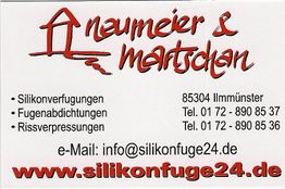 Visitenkarte mit Firmenname "Naumeier & Martschen", Dienstleistungen und Kontaktdaten.