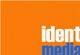 Orange Hintergrund mit den Worten "ident" in Weiß und "media" in Blau.