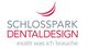 Logo von Schlosspark Dentaldesign mit rotem Zahnmotiv und dem Slogan "exakt was ich brauche".