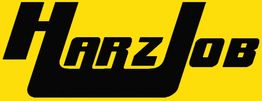 Schwarzer Schriftzug "HarzJob" auf gelbem Hintergrund.
