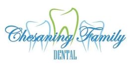 Logo of Chesaning Family Dental with stylized tooth outlines in blue and green.