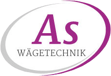 Logo von As Wägetechnik, ovaler Hintergrund, violetter Text.