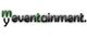 Logo mit dem Text "myeventainment", wobei "my" und "tainment" grün hervorgehoben sind.