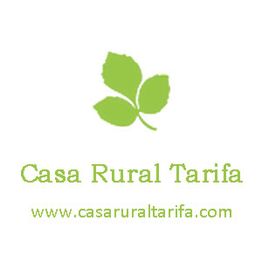 Logotipo de Casa Rural Tarifa con diseño de hoja verde y página web: casaruraltarifa.com.