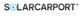 Logo mit Text "SOLARCARPORT Premium" und blauem Steckersymbol im Buchstaben "O".