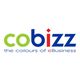 Cobizz-Logo mit dem Slogan "the colours of eBusiness" in Grün, Blau und Rot.