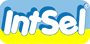 Blaues und gelbes Logo mit dem Schriftzug "IntSel" in weißer, verspielter Schrift auf blauem Grund.