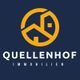 Logo von Quellenhof Immobilien, gelbes Symbol auf dunkelblauem Hintergrund.