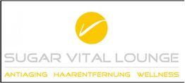 Logo der Sugar Vital Lounge mit den Worten: Antiaging, Haarentfernung, Wellness.