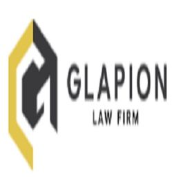 Logo of Glapion Law Firm with a geometric design in gold and black.