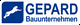 Logo: Gepard Bauunternehmen, blauer Gepard-Silhouette links neben dem Firmennamen in Blau.