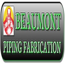 Logo with "Beaumont Piping Fabrication" in green text and a welder icon on a black background.