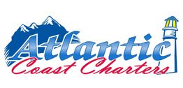 Atlantic Coast Charters logo with mountains and a lighthouse illustration.