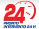 Logo con numero 24 rosso e scritta "Pronto intervento 24 H" in blu.