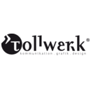 Logo mit Text: "tollwerk. kommunikation. grafik. design." in Schwarz auf Weiß.