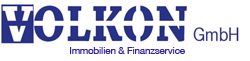 Logo von VOLKON GmbH, Immobilien & Finanzservice, in blauem Schriftzug.