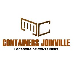 Logo da Containers Joinville, locadora de containers, em letras marrons sobre fundo branco.