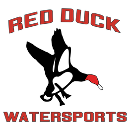 Red Duck Watersports logo with a red duck silhouette in the center.