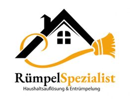Logo mit Haus und Besen. Text: "RümpelSpezialist Haushaltsauflösung & Entrümpelung".