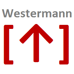 Logo mit rotem Pfeil nach oben und eckigen Klammern, darüber der Text „Westermann“.