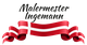 "Malermester Ingemann logo med dansk flagbånd."