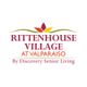 Logo for Rittenhouse Village at Valparaiso by Discovery Senior Living, with a stylized leaf design.