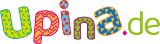 Logo mit bunter Schrift "upina.de" in verschiedenen Farben und Mustern auf weißem Hintergrund.