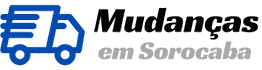 Logo com desenho de caminhão azul ao lado do texto "Mudanças em Sorocaba".