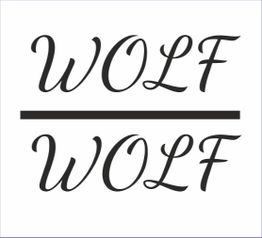 Text "WOLF" zweimal übereinander, getrennt durch eine Linie.