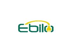 Logo mit Schriftzug "Ebilo", grün mit gelbem Stecker-Design.