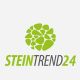 Logo von SteinTrend24 in Grün und Grau mit einem Kreis aus ungleichmäßigen Formen.