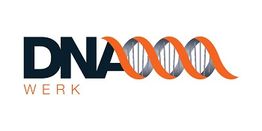 Logo van DNA met een oranje DNA-streng en het woord "Werk" eronder.