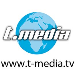 Logo: "t.media" vor Globus, darunter die URL www.t-media.tv.