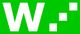 Grüner Hintergrund mit großem weißen Buchstaben "W" und drei kleinen Quadraten.