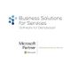 Logo mit Text: "Business Solutions for Services" und "Microsoft Partner Gold Enterprise Resource Planning".
