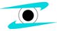 Logo abstracto en azul con forma de ojo, círculo negro al centro y líneas curvas a los lados.