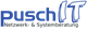 Blaues Pusch IT-Logo mit Text "Netzwerk- & Systemberatung".