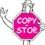 Zeichnung einer Figur mit Stoppschild, darauf steht "Copy Stop".