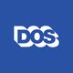 White "DOS" text on a blue background.
